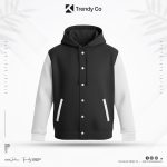 Cotton Button Hoodie ( Black )